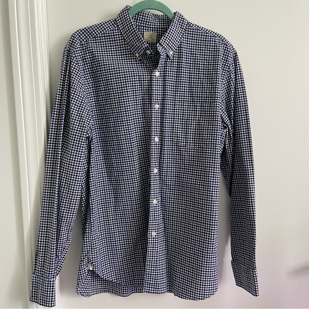 J. Crew 2-Ply Cotton Gingham Button Down Shirt